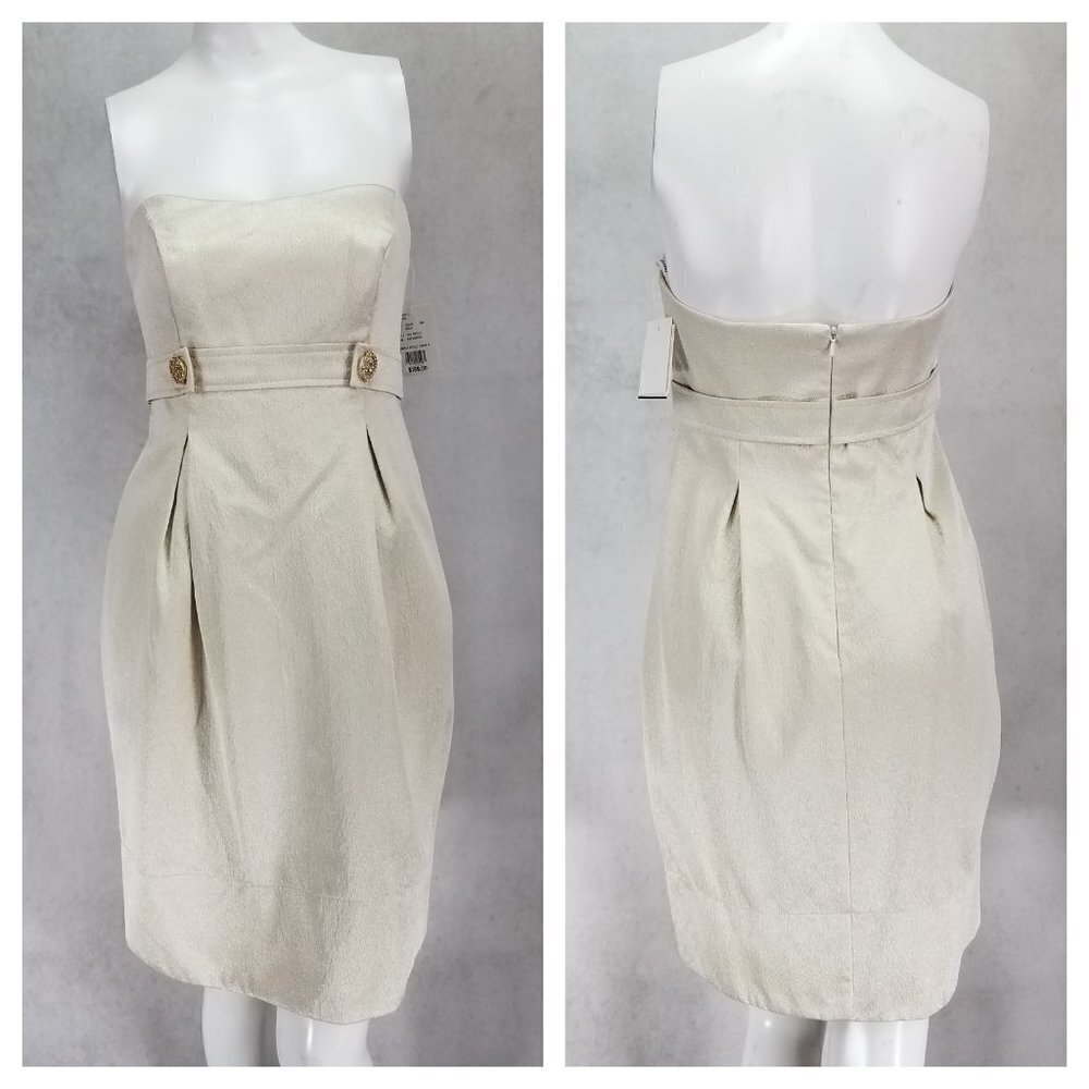 NEW David's Bridal 6 Strapless Metallic Crepe Cocktail Dress